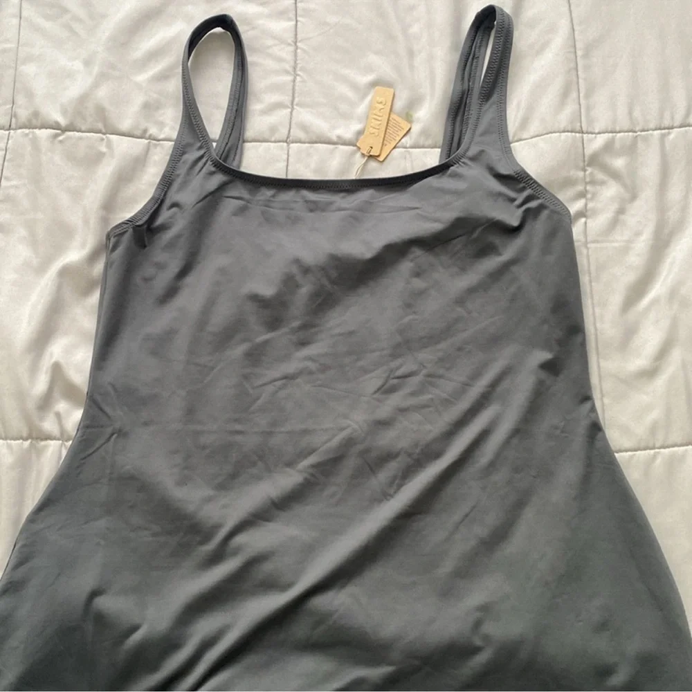 SKIMS (B13) Signature Swim Tank Dress Gunmetal M NWT
